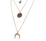 3 Layer Step Multi Layered Necklace Latest Western With Charms Star Circle Moon Crest Chain in Gold Plated for Women