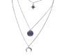 3 Layer Step Multi Layered Necklace Latest Western With Charms Star Circle Moon Crest Chain in Silver Plated for Women