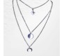 3 Layer Step Multi Layered Necklace Latest Western With Charms Star Circle Moon Crest Chain in Silver Plated for Women