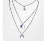 3 Layer Step Multi Layered Necklace Latest Western With Charms Star Circle Moon Crest Chain in Silver Plated for Women
