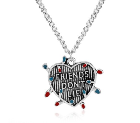 Stranger Things Inspired Friends Dont Lie Friendship Day Pendant Necklace Fashion Jewellery Accessory for Men and Women