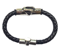 Superman Inspired Leather Bracelet Cosplay Fan Fashion Jewellery Accessory for Boys and Men