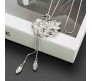 Fashion Crystal Silver Long Chain Stylish Pendant Necklace in Swan Design Jewelry Party or Daily Casual Wear for Women and Girls White Silver