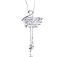 Fashion Crystal Silver Long Chain Stylish Pendant Necklace in Swan Design Jewelry Party or Daily Casual Wear for Women and Girls White Silver