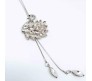 Fashion Crystal Silver Long Chain Stylish Pendant Necklace in Swan Design Jewelry Party or Daily Casual Wear for Women and Girls White Silver