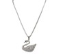 Fashion Crystal Silver Big Large Swan Pendant with Thick Stylish Chain Jewelry Party or Daily Casual Wear for Women and Girls White Silver 