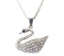 Fashion Crystal Silver Big Large Swan Pendant with Thick Stylish Chain Jewelry Party or Daily Casual Wear for Women and Girls White Silver 