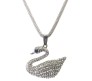 Fashion Crystal Silver Big Large Swan Pendant with Thick Stylish Chain Jewelry Party or Daily Casual Wear for Women and Girls White Silver 