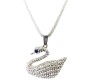 Fashion Crystal Silver Big Large Swan Pendant with Thick Stylish Chain Jewelry Party or Daily Casual Wear for Women and Girls White Silver 