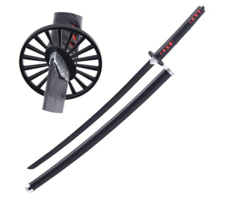 Demon Slayer Cosplay 104 cm Tanjiro Kamado Wooden Round Nichirin Life Size Replica Katana Perfect for Anime Gift Merchandise Collectibles