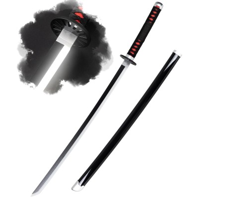 Demon Slayer Cosplay 104 cm LED Light Up Glow Tanjiro Kamado Wooden Round Nichirin Life Size Replica Katana Perfect for Anime Gift Merchandise Collectibles