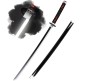 Demon Slayer Cosplay 104 cm LED Light Up Glow Tanjiro Kamado Wooden Round Nichirin Life Size Replica Katana Perfect for Anime Gift Merchandise Collectibles