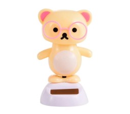 Lucky Teddy Bear Bobble Head Solar for Car Dashboard Action Figure Toys Collectible Bobblehead Showpiece For Office Desk Table Top Toy For Kids and Adults Multicolor
