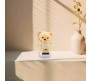Lucky Teddy Bear Bobble Head Solar for Car Dashboard Action Figure Toys Collectible Bobblehead Showpiece For Office Desk Table Top Toy For Kids and Adults Multicolor