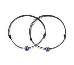 Set of 2 Combo Black Thread Evil Eye Bracelet Adjustable Nazar Battu Devil Protection Original For Boys and Men DT3