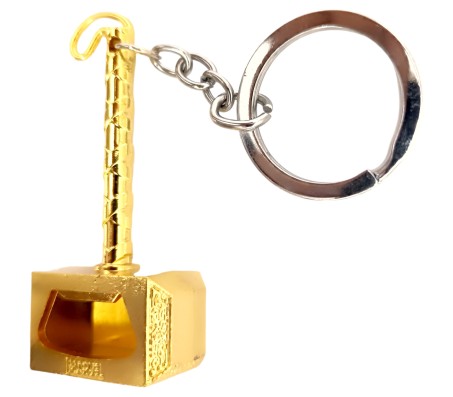 Thor Inspired Hammer With Opener Metal Gold Keychain Key Chain for Car Bikes Key Ring