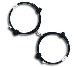 2PCS Set Magnetic Couple Bracelets for Women Men Stainless Steel Love Heart Shaped with Sun and Moon Attraction Matching Couples Bracelet Promise Gifts Lovers Friend Gift Valentine Day