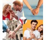 2PCS Set Magnetic Couple Bracelets for Women Men Stainless Steel Love Heart Shaped with Sun and Moon Attraction Matching Couples Bracelet Promise Gifts Lovers Friend Gift Valentine Day