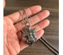 Animal Tiger Face Witcher Tough Pendant Stainless Steel with Long 24inch Round Box Chain Accessories for Men & Women