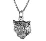 Animal Tiger Face Witcher Tough Pendant Stainless Steel with Long 24inch Round Box Chain Accessories for Men & Women