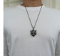 Animal Tiger Face Witcher Tough Pendant Stainless Steel with Long 24inch Round Box Chain Accessories for Men & Women