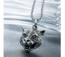Animal Tiger Face Witcher Tough Pendant Stainless Steel with Long 24inch Round Box Chain Accessories for Men & Women