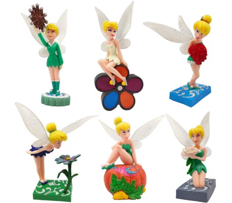 Set of 6 Tinker Bell Action Figure Set 9cm to 12.5cm Or Cake Topper Decoration Merchandise Showpiece of Fairy Princess to Keep in Office Desk Table Gift Multicolor