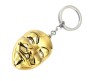 V for Vendetta Anonymous Hacker Face Mask Gold Metal Keychain Key Chain for Car Bikes Key Ring