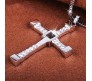 Vin diesel Fast and Furious Smart Cross Pendant Crystal With Stylish Silver Necklace for Men and Boys Silver
