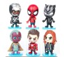 Avenger Set of 6 Iron Man Spider Man Black Panther Action Figure Bobblehead 10 cm for Car Dashboard, Cake Decoration, Office Desk and Study Table Multicolor
