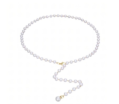 1 Layer Gold Waist Pearl Chain Belt Belly Jewellery Stylish Body Accessory Kamar Band for Navratri Dress Thin Hip Ornament for Girl and Women