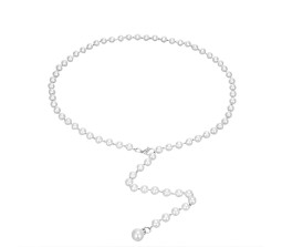 1 Layer Silver Waist Pearl Chain Belt Belly Jewellery Stylish Body Accessory Kamar Band for Navratri Dress Thin Hip Ornament for Girl and Women