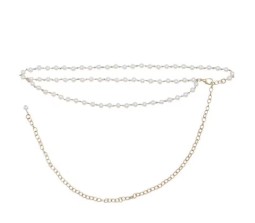 2 Layer Gold Waist Pearl Chain Belt Belly Jewellery Stylish Body Accessory Kamar Band for Navratri Dress Thin Hip Ornament for Girl and Women