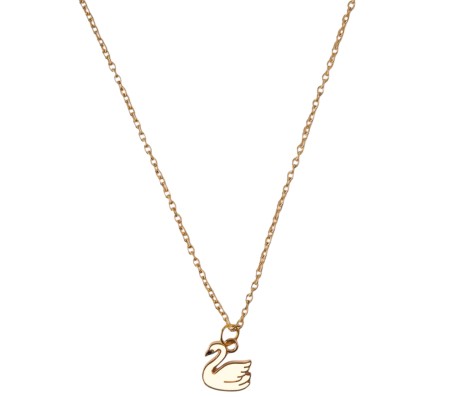 Elegant White Swan Pendant with Gold-Plated Necklace - Graceful Swan Chain for Women and Girls