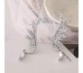 Dainty Angel Wing Dipper Ear Cuffs Crawler Climber Studs Earrings for Women Girls Silver Plated Cubic Zircoina Teardrop Tassel Chain Drop Dangle