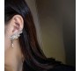 Dainty Angel Wing Dipper Ear Cuffs Crawler Climber Studs Earrings for Women Girls Silver Plated Cubic Zircoina Teardrop Tassel Chain Drop Dangle