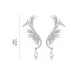 Dainty Angel Wing Dipper Ear Cuffs Crawler Climber Studs Earrings for Women Girls Silver Plated Cubic Zircoina Teardrop Tassel Chain Drop Dangle