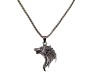 Animal Wolf Face Witcher Tough Pendant Stainless Steel with Long 24inch Round Box Chain Accessories for Men & Women