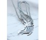 Animal Wolf Face Witcher Tough Pendant Stainless Steel with Long 24inch Round Box Chain Accessories for Men & Women
