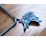 Animal Wolf Face Witcher Tough Pendant Stainless Steel with Long 24inch Round Box Chain Accessories for Men & Women