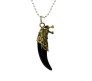 Black Wolf Teeth Pendant Necklace Tribal Tiger Locket Tooth Jewellery Stylish Dot Chain Included for Men and Boys