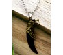 Black Wolf Teeth Pendant Necklace Tribal Tiger Locket Tooth Jewellery Stylish Dot Chain Included for Men and Boys
