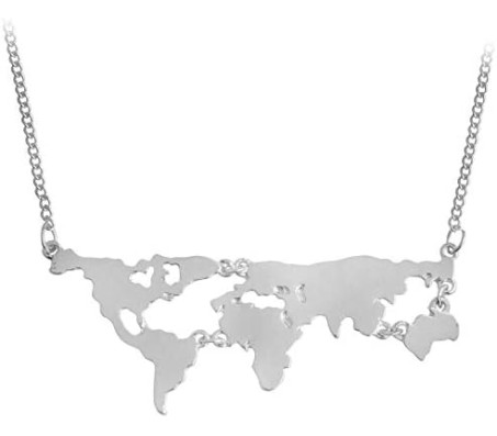  World Map Pendant Necklace You Mean The Whole World Earth I Love You Jewelry Lovers BFF Creative Silver