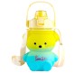 Plastic Teddy Bear Water Bottle for Kids, Push Button Water Bottle with Straw, Sipper Bottle for Kids with Adjustable Strap and Stickers 1400ml, Yellow Blue, 3+Years (Pack of 1)