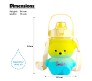 Plastic Teddy Bear Water Bottle for Kids, Push Button Water Bottle with Straw, Sipper Bottle for Kids with Adjustable Strap and Stickers 1400ml, Yellow Blue, 3+Years (Pack of 1)