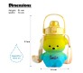 Plastic Teddy Bear Water Bottle for Kids, Push Button Water Bottle with Straw, Sipper Bottle for Kids with Adjustable Strap and Stickers 1000ml, Yellow Blue, 3+Years (Pack of 1)