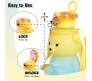 Plastic Teddy Bear Water Bottle for Kids, Push Button Water Bottle with Straw, Sipper Bottle for Kids with Adjustable Strap and Stickers 650ml, Yellow Blue, 3+Years (Pack of 1)