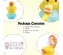 Plastic Teddy Bear Water Bottle for Kids, Push Button Water Bottle with Straw, Sipper Bottle for Kids with Adjustable Strap and Stickers 650ml, Yellow Blue, 3+Years (Pack of 1)