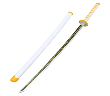 Demon Slayer Cosplay 104 cm Zenitsu Agatsuma Wooden Sword Nichirin Life Size Replica Katana Perfect for Anime Gift Merchandise Collectibles