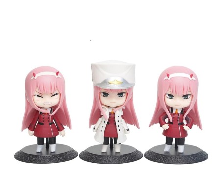 Set of 3 Zero Two 02 Cartoon Action Figure 10 cm Collectible Set Or Cake Topper Decoration Merchandise Toy